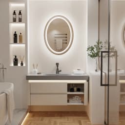 600x800mm LED Oval Anti-Fog Smart Touch Sensor Memory Function Wall Vanity Mirror Bathroom Backlit Front Lighted with 3 Colors