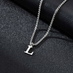 Vnox Simple A-Z Letter Necklace for Men, Waterproof Stainless Steel 26 Letters Pendant Necklace,Men’s Minimal Initial Necklace
