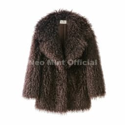 Neo Mint Winter 2025 Trend Burgundy Obsession Long Faux Mongolia Sheep Fur Jacket Coat Women Chic Lapel Collar Fluffy Overcoat
