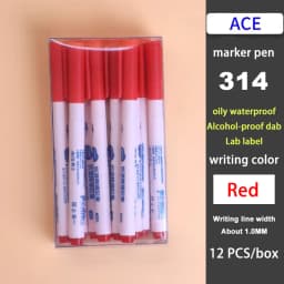 ACE 304 314 324T Dual Tip Quick Dry Oil Based Marker Pen for Lab Hospital Use Resistant to 75% Alcohol Professional Marking Tool