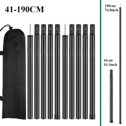 Telescopic Tent Poles Set of 2 Universal Adjustable Aluminium Camping Awning Poles Sun Sail Shelter Rods Tarp Tent Accessories