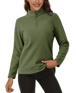 TACVASEN Stand Collar 1/4 Zip Fleece Pullover Womens Outdoor Sports Casual Tops Autumn Winter Lightweight Soft Warm Sweatshirt