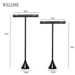 Black Metal Earrings T-Bar Stand Necklace Chains Ring Jewelry Hanging Holder Organizer Watch Counter Display Stand for Selling