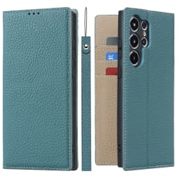 Case for Samsung Galaxy S23 Ultra Genuine Leather Wallet Case Kickstand Credit Card Holder Magnetic Closure Shockproof Case