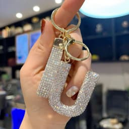 Full Rhinestone 26-Letter Keychain, Bling Car Key Ring & Sparkly Bag Charm - Perfect Small Gift