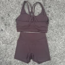 Solid Color Soft Women Gym Yoga Short Set Cross Back Shoulder Strap Gym Bra+High Waist Sport Short Leggings 2pc Tight Sportwear