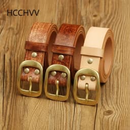 Handmade Belt Buckles for Men Thick Natural Vegetable Tanned Leather Pin Buckle Mens Waist Belt Men's Belt Gifts for Men