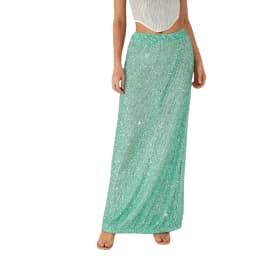 Autumn Solid Color Sequins Long Skirts Women Low Waist Party Skirts Fashion Casual Skirts Streetwear