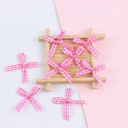 50Pcs/Lot Mini Plaid Stain Ribbon Bow Checkered Gingham Bow For DIY Sewing Crafts Wedding Decoration Hairpin Garment Accessories