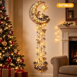 Christmas Magic Trail Wall Light-LED Glowing Christmas Scene Wall Decoration,Santa Sleigh Reindeer Hanging Decoration For Party