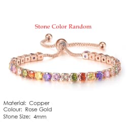 Chic 4mm Round Colorful Crystal Tennis Bracelets Silver Color Adjustable Folding Buckle Chain Bracelet on Hand Fashion Jewelry