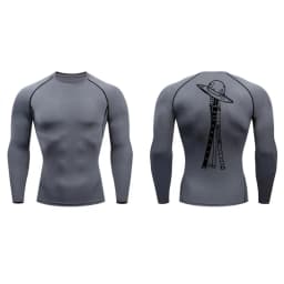 Sword Print Long Sleeve Compression Shirt for Men Athletic Quick Dry Tshirts Tops Gym Workout Running Baselayers Undershirts