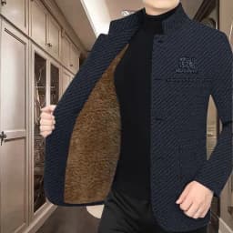 Men's Winter Fleece Lined Jacket Trendy Casual Woolen Fashionable Versatile Stylish New Model Cardigan Sleeve Long Coat for H...