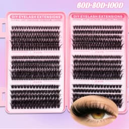 Individual Lash Extensions Kit Wispy Eyelash Clusters Mix Styles Thick D Curl Lashes Clusters DIY Use Reuseable