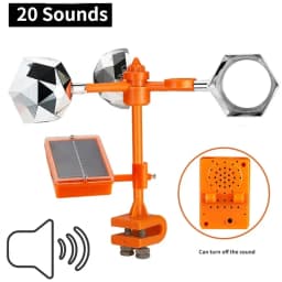 Solar Powered 3-in-1 Bird Repeller: Ultrasonic Sound, Wind Motion & Reflective Flash for Orchard Farm Garden Pond