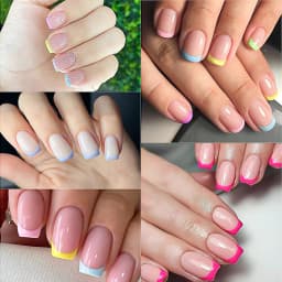 240/120pcs Summer Colorful Fake Nails Short Square Press On Nails French Acrylic Manicure Nail Art Glossy Full Cover False Nail