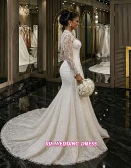 Customized Elegant Sweetheart Long-Sleeved Ball Gown Wedding Robe Bridal Dress Vestidos De Novia