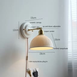 IWHD White Ceramic LED Wall Light Fixtures Copper Arm Socket Bedroom Living Room Beside Lamp Modern Wandlamp Applique Murale