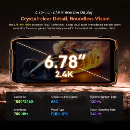 OSCAL PILOT 3 Rugged Smartphone [No EU Charger] Android 15 36GB (12+24) + 256GB 6.78"  7500mAh 120Hz 33W 50MP+32MP+20MP NFC