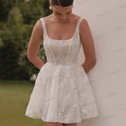 2026 Short Wedding Dresses for Bride Spaghetti Backless A Line Lace Pearls Civil Bachelorette Party Bridal Gowns Customized