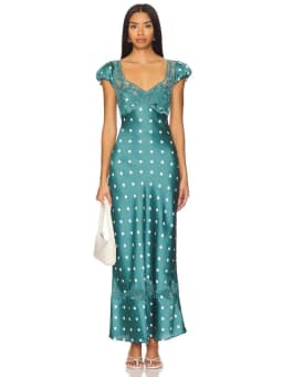 Fashionable Elegant Vintage Lace Patchwork Polka Dot Backless Maxi Dress For Women Luxurious Prom Dinner Party Wedding Guests