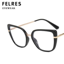 Cat Eye Anti Blue Light Myopia Glasses Classical Optical Glasses Women Metal Temple Customized Brand Design Prescription Glasses