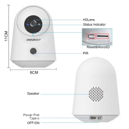 2K 5000mAh Battery Security Camera, WiFi Indoor Pan Tilt PIR Motion Detection, for Home Baby Nanny Pet Monitoring GENBOLT
