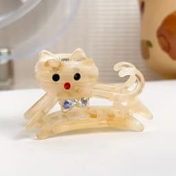 1pc Korean Cute Kitten Point Drill Acetic Acid Grab Girl Sweet Side Medium Half a Ponytail Nappy Little Hair Clip