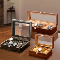 M&Q Solid Wood Watch Storage Box With Clear View Window Metal Latch Handmade Wristwatch Display Organizer Watch Gift Box