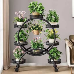 Floor Standing Mobile Plant Rack with Wheels Epipremnum Pot Stand Iron Multi-Layer Balcony Flower Shelf Storage Organizer