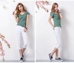 Slim Fit Candy Colored 7/9 Length Pants Women's Summer Thin Elastic Trousers Cotton Blend Base Layer Pants for Young Women