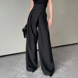 2025 Black Design Wide-Leg Pants Women's Slimming Suit Pant Magic High Waist Loose Straight Drooping Mopping Casual Trousers