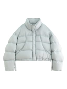 FSLE Winter 2025 Women Cloud-Like Puffer Coat - Stand Collar Short Down Jacket Lazy Chic Style Glossy Finish for Casual Comfort