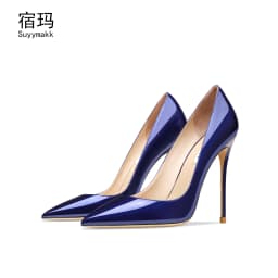 2025 Spring and Autumn New Purple Pumps Pointed Shallow Mouth High Heels Sexy Fashion Patent Leather Bright Color High Heels