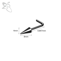 ZS 1 Piece 20G Stainelss Steel Long Spike Nose Stud Men Women Black L/I/S Shapes Nose Piercings Cone Nostril Piercings 6/8/10MM