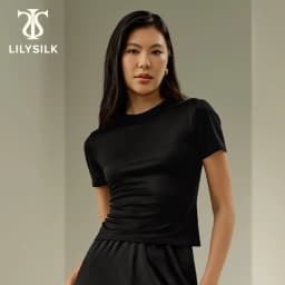 LILYSILK Women's Slim Fitted Silk Jersey Tee with Short Sleeves and Round Neck