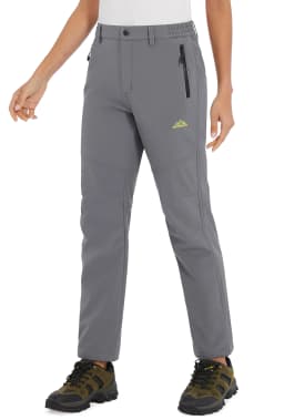 TACVASEN Womens Winter Waterproof pants Fleece Lined Softshell Trousers With Zipper Pockets Thermal Cargo Outdoor Ski Pants