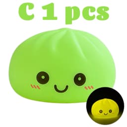 2026 New Luminous Colored Steamed Dumpling Squishy Toy, Soft Silicone Decompression LED Night Light, Glowing Squeeze Lamp for An