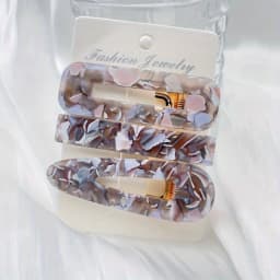3pcs/set Acetate Hollow Water Drop Long Strip Hairpin Simple Duck Beak Clip Broken Hair Leopard Hair Clip Geometric Hairpin