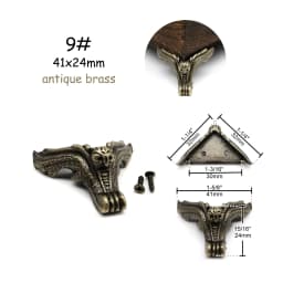 4pcs Jewelry Chest Wood Box Gift Wine Case Decorative Feet Leg Corner Protector Support Bracket with screws Golden Silver Bronze