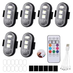 2/4/6PCS LED Emergency Warning Lights with Remote Control 7 Colors USB Rechargeable Car Flashing Light for Car Moto Drone Bike