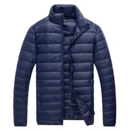 Schinteon Men Ultralight White Duck Down Jacket Thin Stand Collar Solid Color Simple Autumn Outwear
