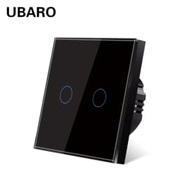UBARO EU/UK Standard Crystal Tempered Glass Wall Panel Light Touch Switch Led Indicator Sensor Electrical Button 1/2/3Gang 220V