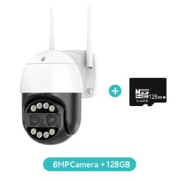 8MP PTZ WIFI Camera Dual-Lens 8XDigital Zoom Waterproof Outdoor Two-Way Audio Surveillance Wireless IP Camera ICSEE ONVIF