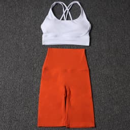 Nylon Yoga Set Gym Two Piece Sets Womens Bra Top Women Cycling Shorts Sport Fitness Sportswear 45 Colors Womens Clothing