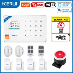 KERUI W181 Tuya Smart WIFI GSM Security Alarm System Works With Alexa Home Burglar Motion Detector Door Sensor Outdooor Camera