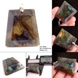 Stone Craft Natural Labradorite Raw Stone Polishing Geometric Shape Crystal Labradorite Pendent Exquisite Natural Training Stone