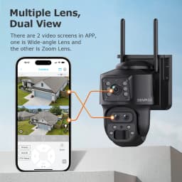 SHIWOJIA 15X ZOOM Solar Camera 4G 12MP Three Lens 360° View 5W Solar Panel Security Outdoor PTZ IP Camera 7800mAh Battery UBOX