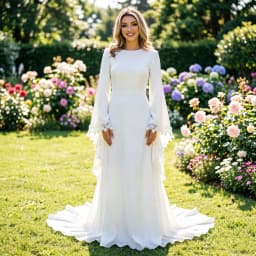 Eightale Arabic Wedding Dresses V-Neck 3D Lace Mermaid Muslim Buttons White Ivory Customized Bridal Gowns