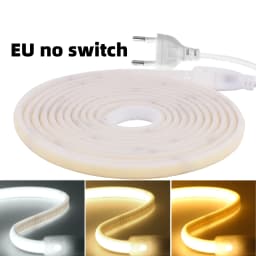 230V COB Strip LED Neon Light With IC 240LEDs/M IP65 Warm/Neutral/White FOB Flexible Adhesive Tape Ribbon Lamp 2Pin Wire EU Plug